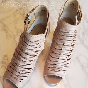 Chinese Laundry Pink Leather Open Toe Bootie